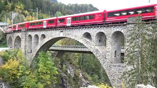 Rhaetian Railway  Rhätische Bahn  Albula Pass Chur  St Moritz 2019  2020 [upl. by Sorac]