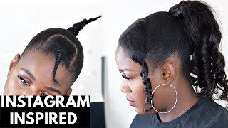 EASY PONYTAIL WITH 2 BANGS ON NATURAL 4C HAIR [upl. by Vasya]