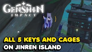 All 5 Key amp Cage Locations On Jinren Island In Genshin Impact Inazuma [upl. by Palmer]