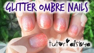 Glitter Ombre Gel Nails Tutorial  TutorialsByA [upl. by Egas577]