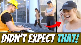 Construction Worker Piano Prank on Public Piano [upl. by Hayalat]