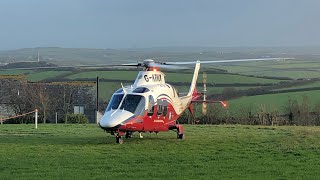 Cornwall Air Ambulance  Castle Air AW109SP GKRNO  Landing startup and departure from Padstow [upl. by Baecher379]