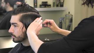 Classic mens medium length haircut with shear amp clipper [upl. by Leicam]