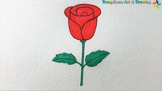 Rose flower drawing techniques 🌷🌷 গোলাপ ফুল আঁকানোর কৌশল 🌷🌷 Easy Painting [upl. by Ameer739]