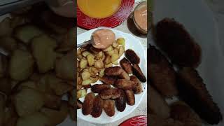 Croquetas amp potatoes with sauce  vermouth ideaslunchideas lunchshorts [upl. by Mordecai]