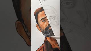 Drawing Kamal Hassan  colour vs Black and white drawing  shorts kamalhaasan art [upl. by Atiuqrahc480]