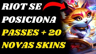 Riot se posiciona Novos Passes e 20 Novas Skins  Eventos no League of Legends [upl. by Dnalon135]