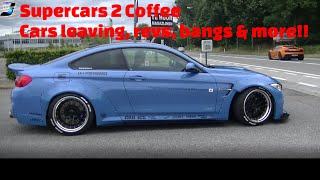 Supercars 2 Coffee Cars Leaving With Revs amp Bangs  1000 hp Lamborghini Huracan Smoking Tires [upl. by Etireugram]