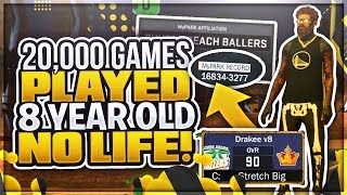 8 YEAR OLD LEGEND SQUEAKER w 20000 GAMES PLAYED BIGGEST NO LIFE IN NBA 2K HISTORY  RIP NBA 2K17 [upl. by Marney]