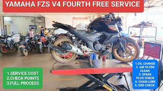 Yamaha fzs V4 Service video in Detail l fzs v4 2024 l fzs v4 service cost l fzs 4th free service [upl. by Belle]