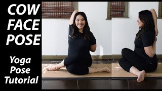 How to Do Cow Face Pose  Gomukhasana  Yoga Tutorial [upl. by Ahsenrad]