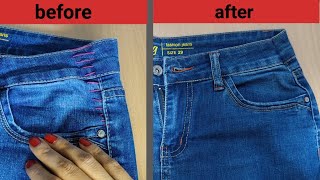 how to downsize the waist of jeans sewingtips diy youtube [upl. by Rawde]