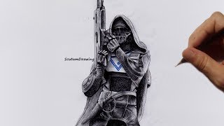 Hunter  Speed Drawing  How To Draw  Destiny 2 [upl. by Adimra479]