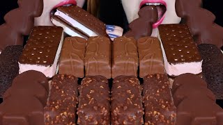 ASMR CHOCOLATE GALAXY CAKE BARS MINT CHOCOLATE ICE CREAM CRUNCHY ICE CREAM BAR ICE CREAM SANDWICH [upl. by Lumpkin634]