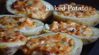 Stuffed Baked potato with cheese Baked Beans Spring Onions [upl. by Herminia]