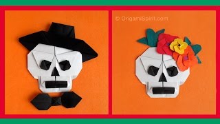 How to fold a Halloween Origami Sugar Skull   Calavera en origami [upl. by Nivram]