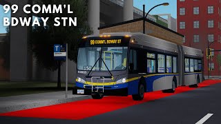 TransLink SCBCTA Roblox  New Flyer XDE60  V15019 Route 99 BLine to Commercial Broadway Station [upl. by Sedgewake]