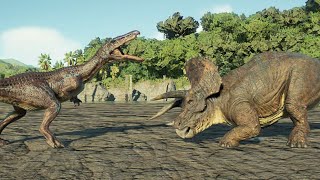 Triceratops Vs Baryonyx  Jurassic World Evolution 2 [upl. by Pelage]