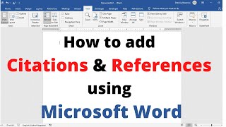 How to add Citations and References using Microsoft Word  Adding Citation and References by MS word [upl. by Kauffman]