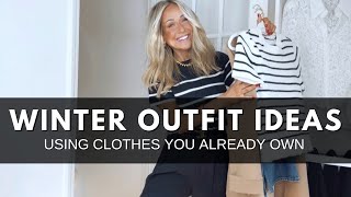 WINTER OUTFIT IDEAS USING CLOTHES YOU ALREADY OWN  Winter Capsule Wardrobe 2024 [upl. by Dot947]