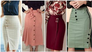 latest New Stylish super stunning slim cotton pencil skirt  Formal wear skirts design [upl. by Rephotsirhc]