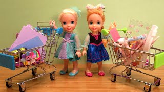 School supplies  Elsa amp Anna toddlers go shopping [upl. by Ahsaela]