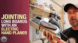 Jointing Long Boards with An Electric Hand Planer  Woodworking [upl. by Cassandre876]