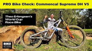 Commencal Supreme DH V5  Bike Check amp Chat with World Cup Racer Theo Erlangsen [upl. by Sifan455]