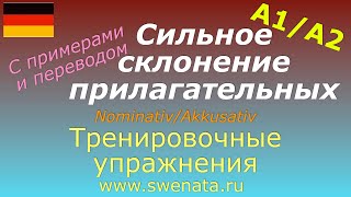 Сильное склонение прилагательных в немецком языке NominativAkkusativ в упражнениях [upl. by Swope303]