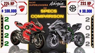 Ducati Superleggera V4 vs Kawasaki Ninja H2  Specs Comparison [upl. by Aihsema494]