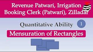 Revenue Patwari Zilladar Quantitative Ability Part1 Mensuration of Rectangles by The StudyMeter [upl. by Akirahs]