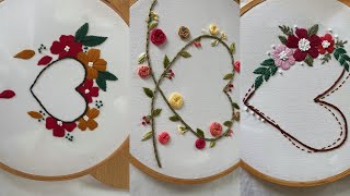 floral heart embroidery compilation  embroidery video embroidery for beginners [upl. by Lekym]