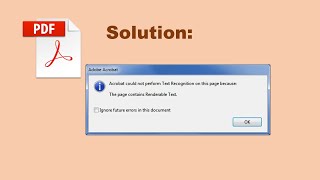 Acrobat could not perform recognition OCR on this page because This page contains renderable text [upl. by Margarita]
