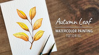 How to Paint a Leaf in Watercolor  Autumn Leaf Painting [upl. by Imoen]