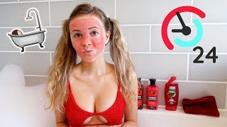 I ONLY used RED PRODUCTS for 24 HOURS challenge [upl. by Grane]