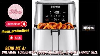 Chefman TurboFry® Touch Air Fryer XL 8Qt Family Size OneTouch Digital Control Presets [upl. by Kerwon]