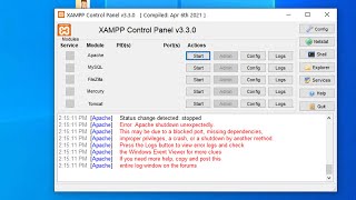 XAMPP Error Apache shutdown unexpectedly Fix [upl. by Rodina]