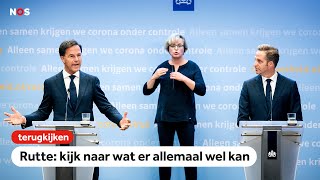 Terugkijken Persconferentie Rutte en De Jonge Situatie nu niet alarmerend blijft spannend [upl. by Aihsenad941]