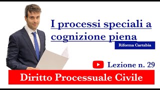 Procedura civile lezione n29 I processi speciali a cognizione piena [upl. by Skylar396]