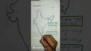 Latitudinal and Longitudinal Extent of India  Basic Idea shorts geography [upl. by Huxley]