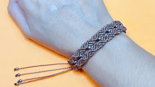 Como fazer Pulseira Macrame com MiçangasTutorial Passo a Passo✨ [upl. by Aicssej]