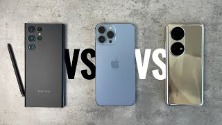 Samsung Galaxy S22 Ultra vs iPhone 13 Pro Max vs Huawei P50 Pro CAMERA COMPARISON [upl. by Belter537]