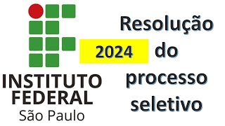 Gabarito do Instituto Federal de São Paulo IFSP 2024 [upl. by Rinna]