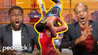 Nut Crackin Moves from GrecoRoman Wrestlers  Olympic Highlights With Kevin Hart and Snoop Dogg [upl. by Downe]