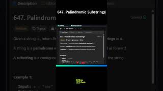 Leetcode 647 Palindromic Substrings shorts python leetcodechallenge coding leetcode [upl. by Iturhs425]