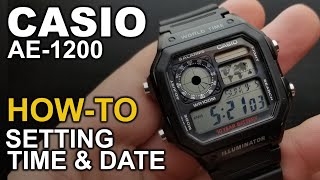 Casio AE 1200  Setting time and date tutorial [upl. by Othella119]