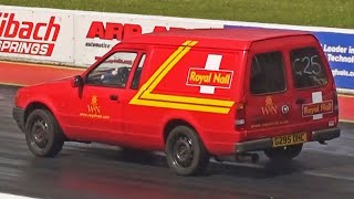 Cosworth Mk4 Escort Van Royal Nail runs 1239 at 110 mph [upl. by Arza]