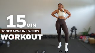 TONED ARMS IN 2 WEEKS AT HOME  BEGINNER FRIENDLY ALL STANDING WORKOUT  toned arms and back [upl. by Melony]