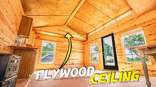 PLYWOOD Ceiling  SHED to HOUSE Conversion  Better Than Drywall  Off Grid Tiny House [upl. by Anitel]