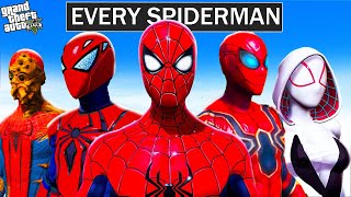 Playing As EVERY SPIDERMAN In GTA 5 [upl. by Lleksah]